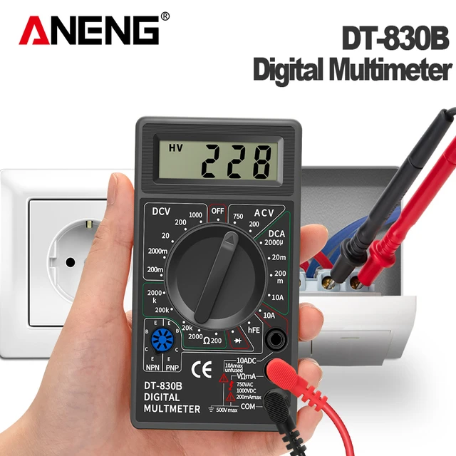 AMITOU-multimetro polimetro tester polimetro tester medidor amperimetro  digital multímetro Digital DT830B, Mini voltímetro LCD de