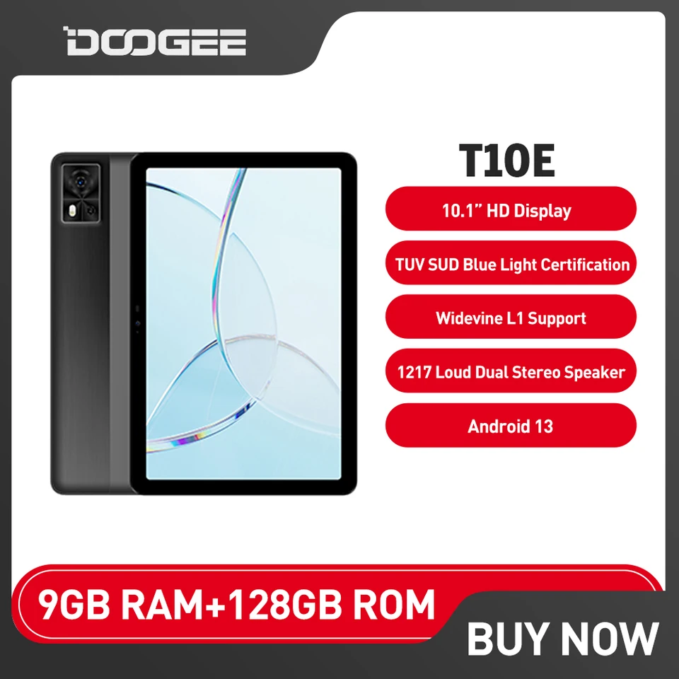 DOOGEE-T10E Tablet PC, 10.1 HD Display, TUV SUD, Blue Light Certification,  9GB + 128GB, Android 13, 6580mAh Battery - AliExpress