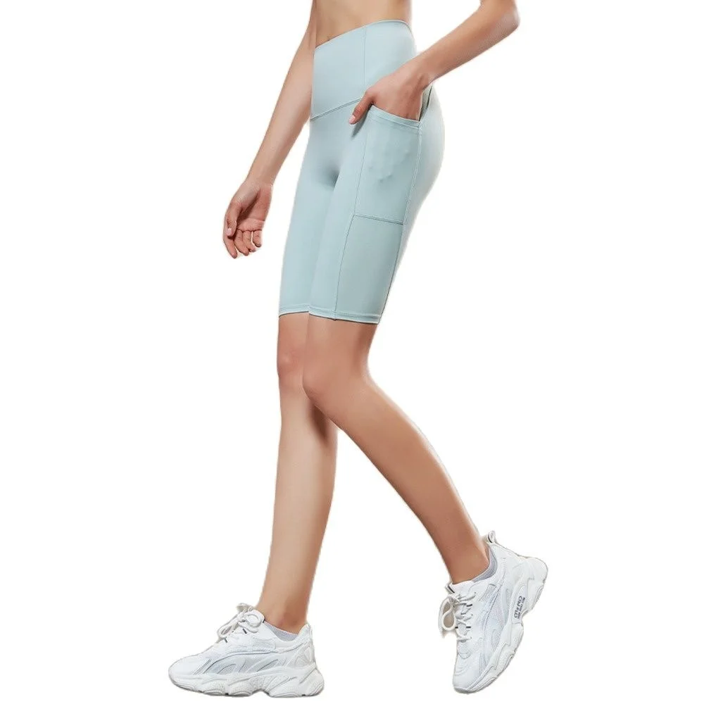 

NCLAGEN Naked-feel Sports Short Women High Waist Pocket Peach Hip Yoga Fitness Leggings Buttery-Soft Fabric Flatting GYM Bottoms