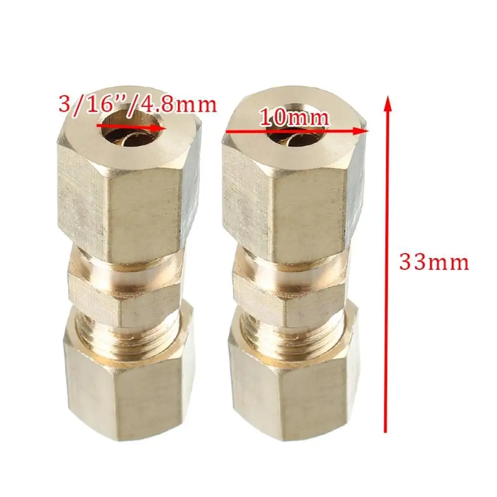 3/16" OD Hydraulic Brake Lines Pipe 33 X 10mm Brass Brake Line Union Fittings Straight Reducer Compression Kits Connector brake pipe hose brake line connector brake line lock kit