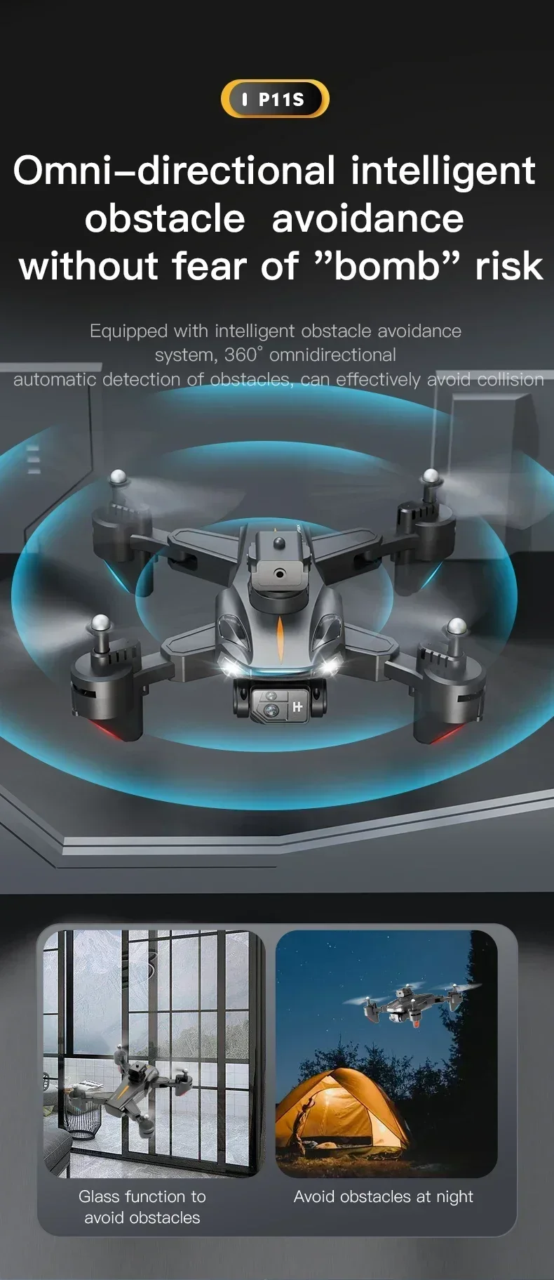 Description Picture 4 of itemP11 Pro Max Drone 8K 5G GPS Professional HD Aerial Photography Dual-Camera Obstacle Avoidanc Brushless Quadrotor Children Gifts