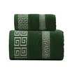 2PCS Green Bath Towels Set 1pcs Big Bath Towel 70x140cm and 1pcs Hand Face Towel 34x74cm Christmas Gift Sport Home Towels Set 1