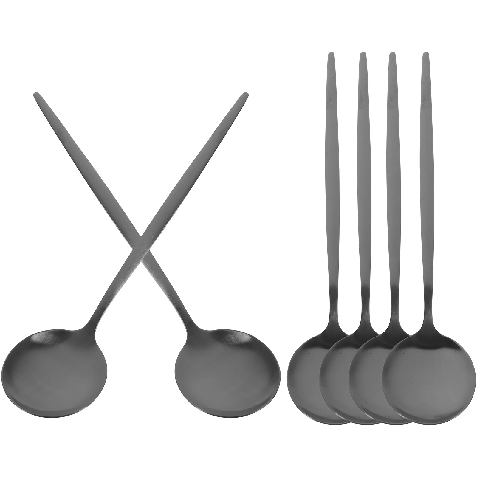 

6 pcs Stainless Steel Round Spoons Serving Spoons Metal Dinner Spoons Soup Spoons