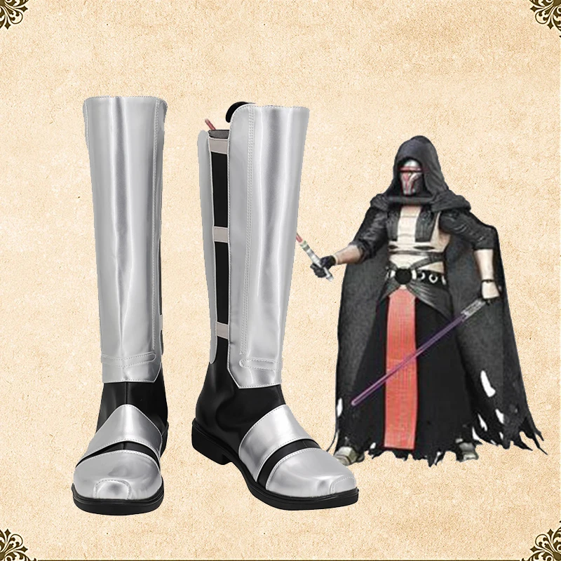 Cosplay Shoes Star Darth Revan Wars Silver Boots Costume Halloween