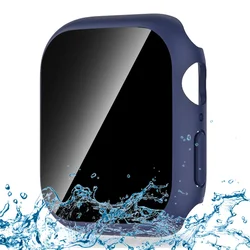Waterproof Privacy iWatch Bumper with Anti - Peep Screen Protector Cover - 44mm Series 4 5 6 SE (Midnight blue)