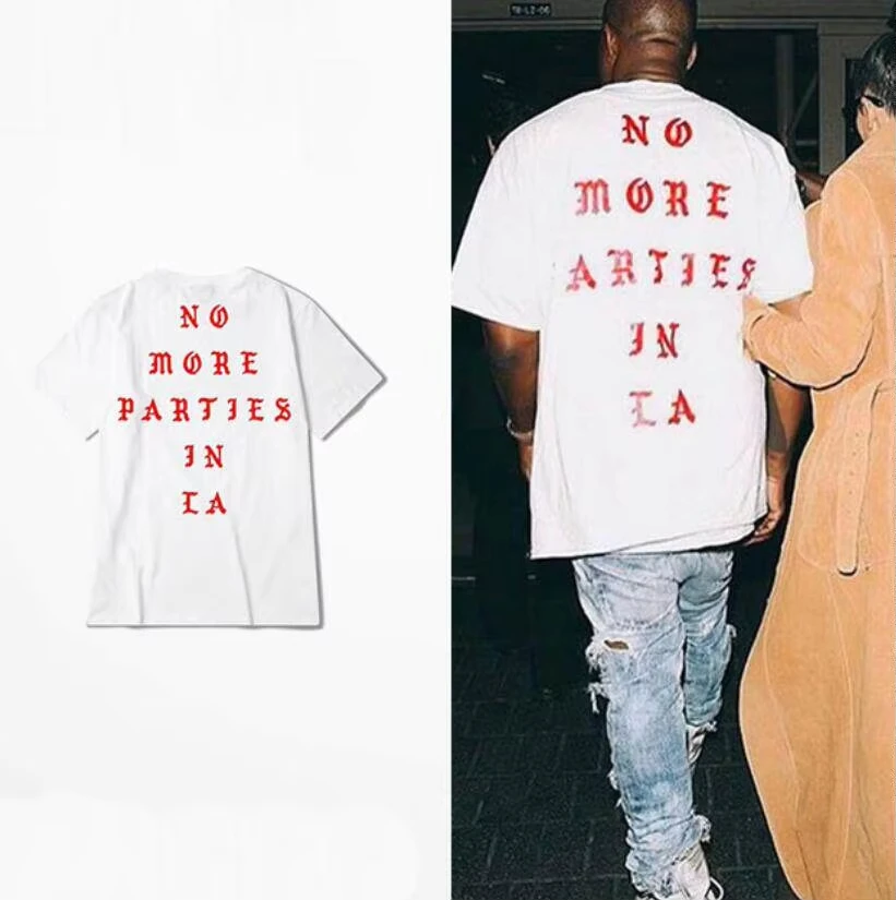 2026 Kanye West Kurzärmliges Weiß-Schwarzes 'I Feel Like Pablo' Los Angeles City Muster Bedrucktes T-Shirt für Männer und Frauen