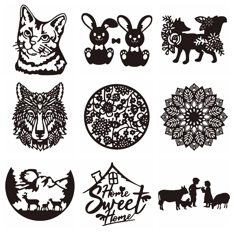 

Cat Fox Wolf Metal Cutting Dies Rabbit Grazing Child Dies for DIY Scrapbooking Album Paper Cards Decorative Crafts Embossing