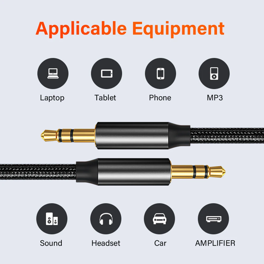 Premium 3.5mm Male-to-Male Auxiliary Audio Cable for Phones, Headphones, Speakers, Laptops, and Cars
