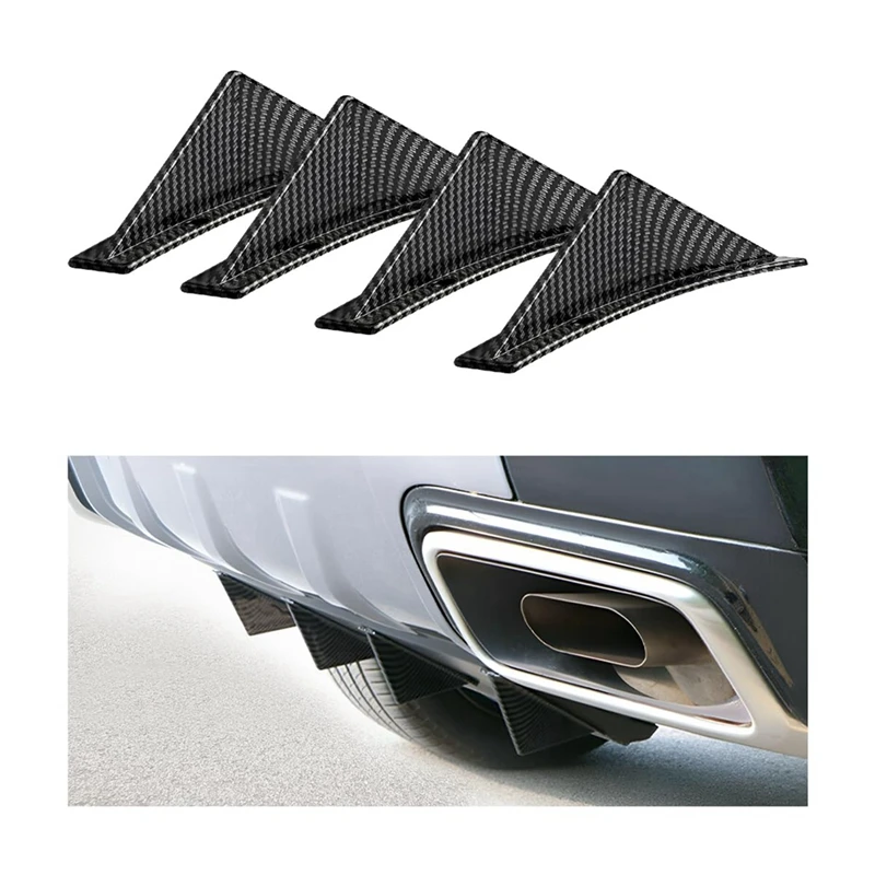 

Car Rear Lower Bumper Wing Lip Diffuser,Anti-Crash Spoiler Shark Fin Protector,Rear Bumper Splitter Lip Wing,Curved 4PCS Parts