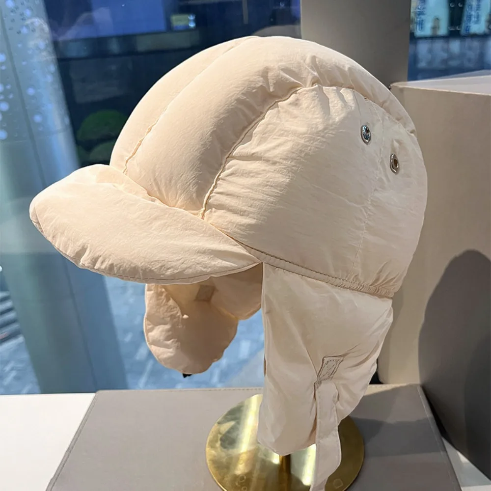 Solid Color Padded Bomber Hats Ear Flaps Windproof Cycling Cap Korean Version Thermal Pullover Trapper Hat Ski Pilot Cap