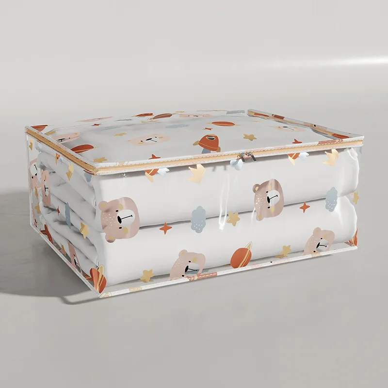 Transparent Cartoon Clothes Quilt Large Storage Bag Zipper Mobile Organizer Baby Room Supplies Storage Bag 3