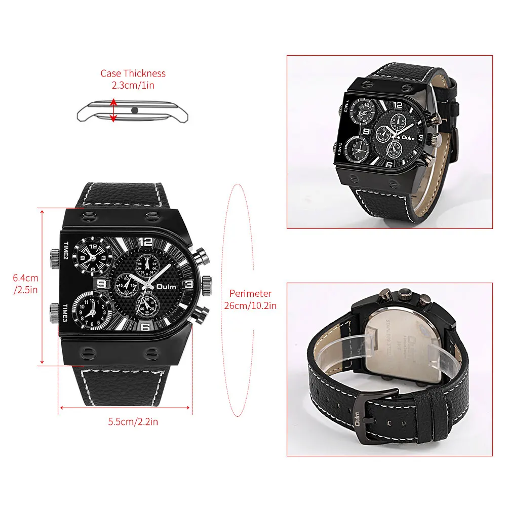 New Fashion Casual Men Quartz Wristwatches Bracelet Gift Set for Boyfriend Luxury Black Big Dial Original Gift Box Reloj Hombre 5