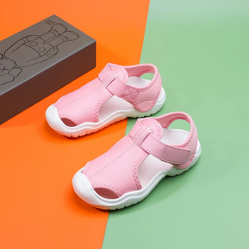 Children's Sandals Boys' Summer Boys Middle and Small Children's Soft Sole Baby Anti Slip Open Toe Beach Shoes Sandals