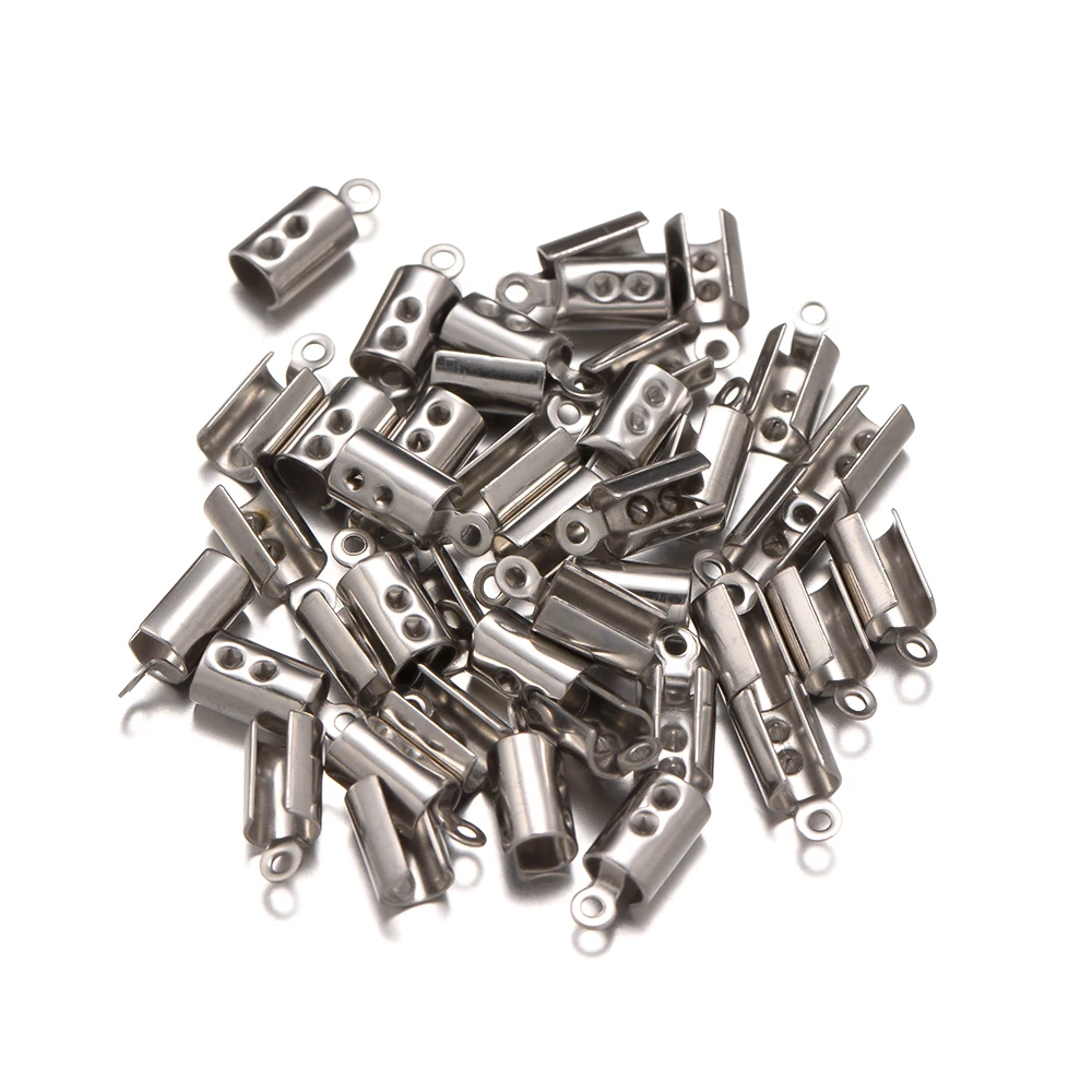Stainless Steel Crimp Tubes For Leather Cord 50pcs Stainless Steel