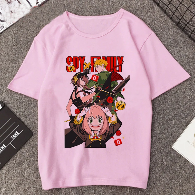 thumbnail image 1 of Camiseta estampada de Manga Anya Forger para mujer, remera de Anime Rosa divertida de la familia Spy X, playera informal Harajuku de Manga corta para mujer, 1 of 5