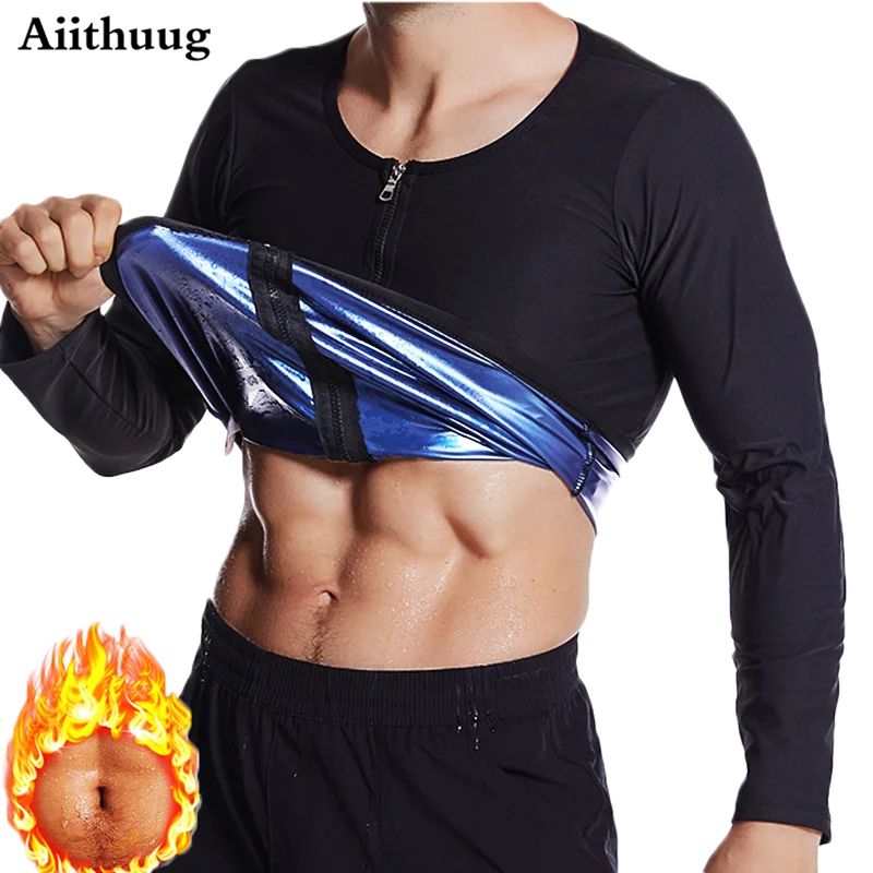 Aiithuug Sauna Suit for Men Sweat Sauna Jacket Long Sleeve Workout