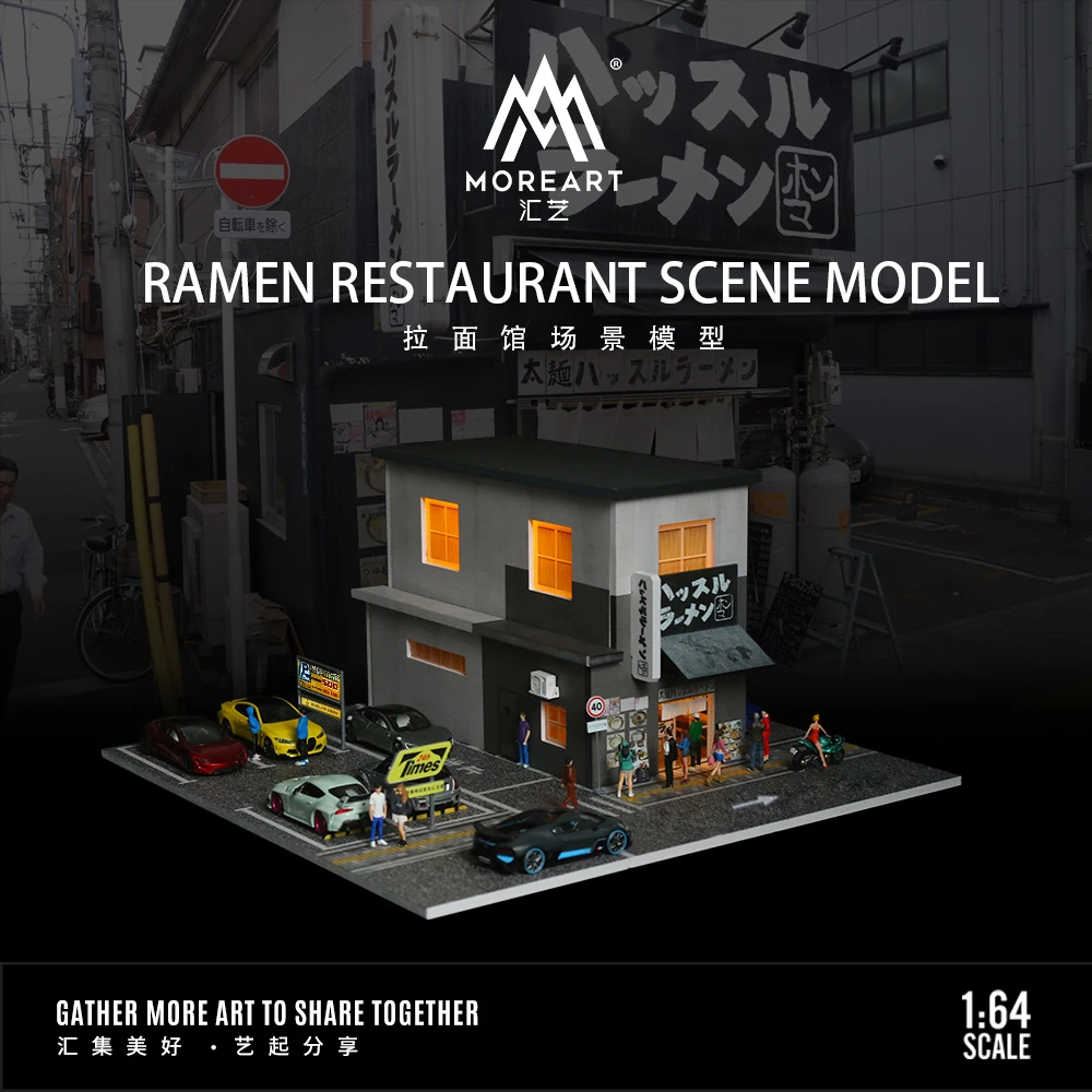 新発売MoreArt 1/64 ジオラマ LED照明 ラーメン屋 駐車場付き 新発売MoreArt 1/64 ジオラマ LED照明 ラーメン屋 駐車場付き