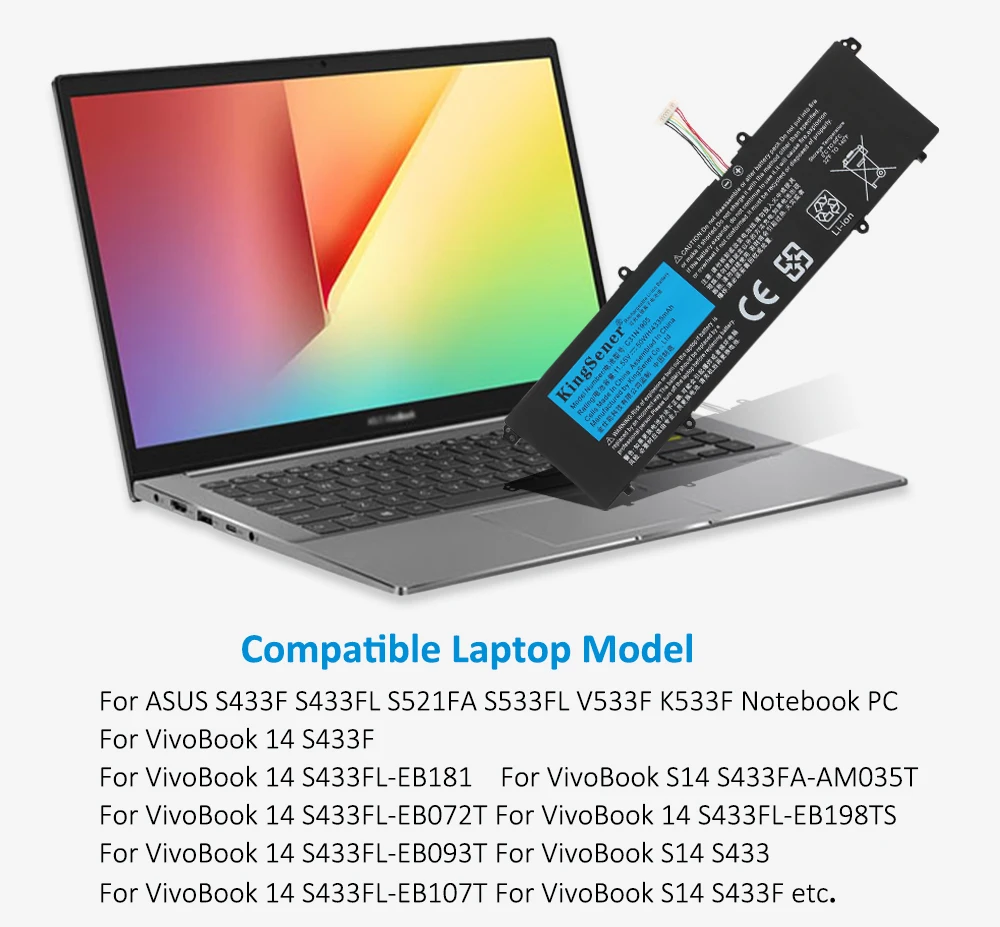 K533F S433FL S521FA S533FL V533F Para VivoBook S14 S433FA-AM035T 11.55V 50WH