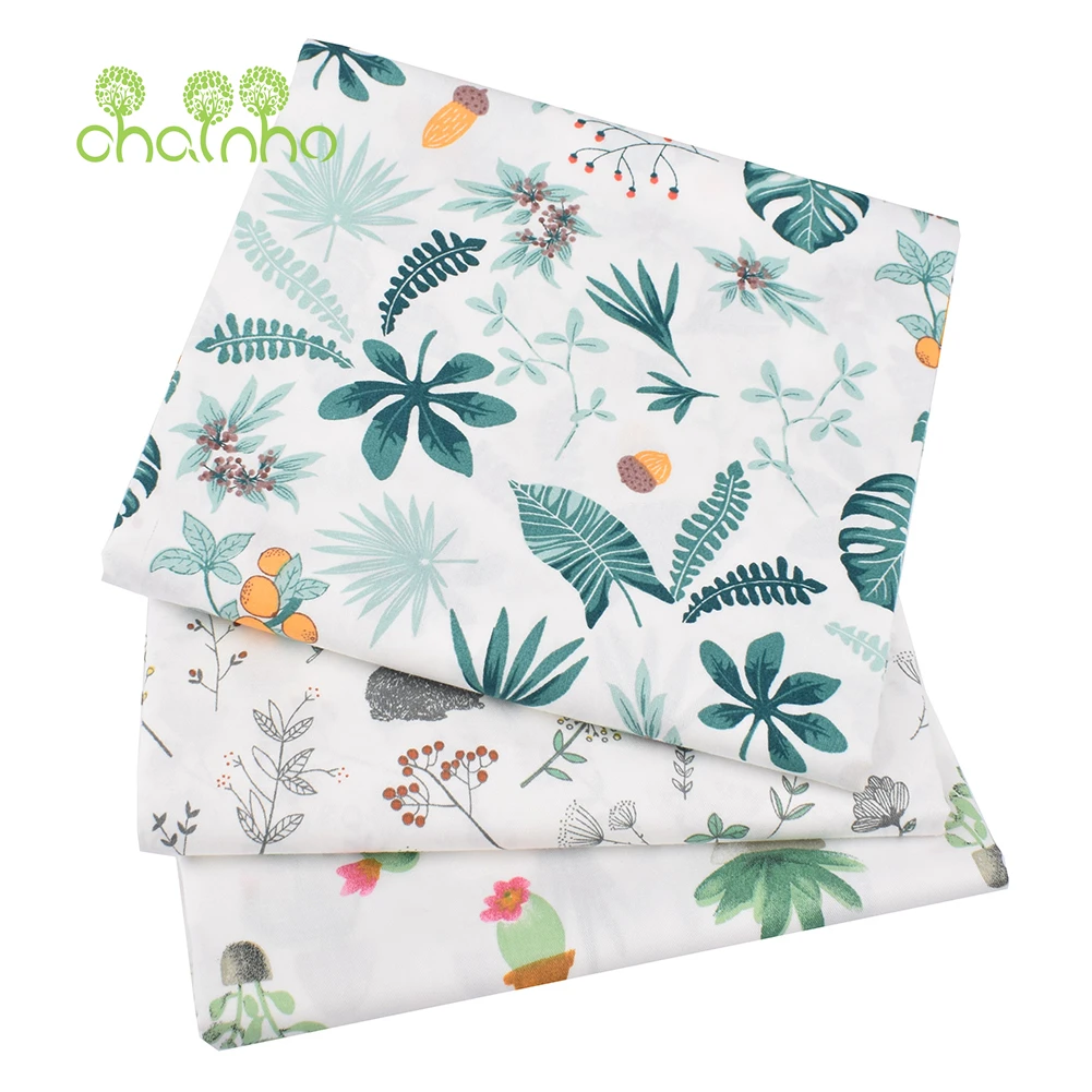 Chainho,Green Floral Series,Printed Twill Cotton Fabric,For DIY Quilting Sewing Baby&Child's Sheet,Pillow,Home Textiles Material