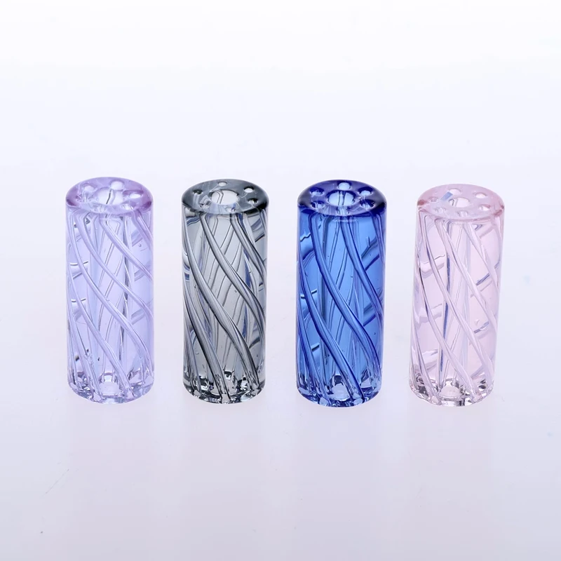 5pcs/box In Stock 7 Holes Blue Color Spiral Smoking Glass Tips/Glass Filter Tip with Holes Box Set For Smoking Accessories