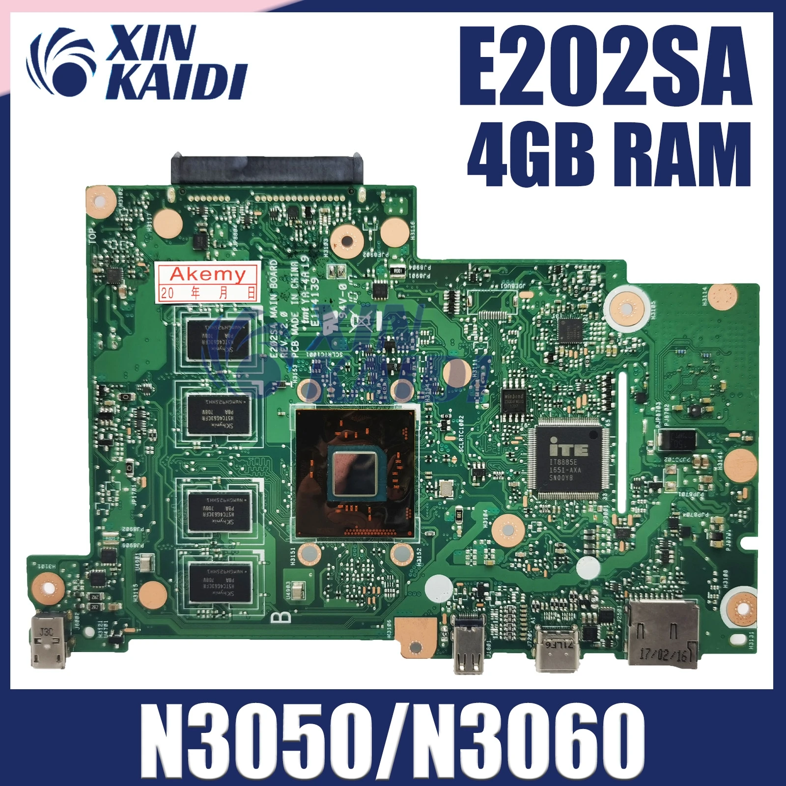 Материнская плата E202SA для ноутбука ASUS EeeBook Placa E202SA, материнская плата E202S E202 с N3050/N3060 N3700/N3710 100% тест