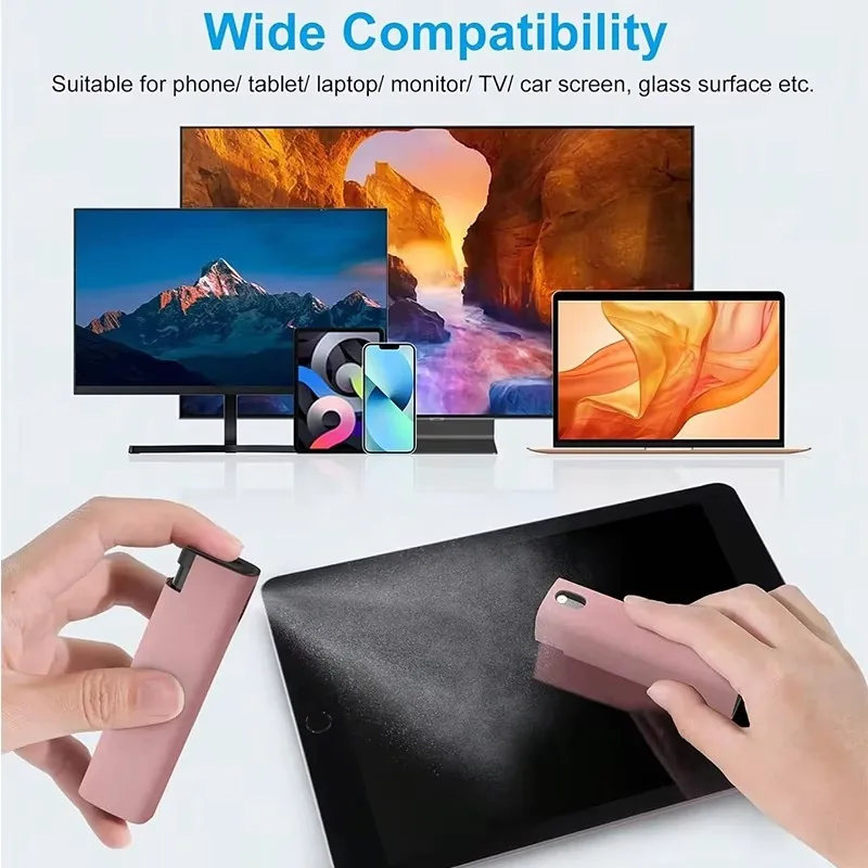 Universal Multi-Function Screen Cleaner Kit with 2-in-1 Microfiber Cloth & Spray Dust Remover