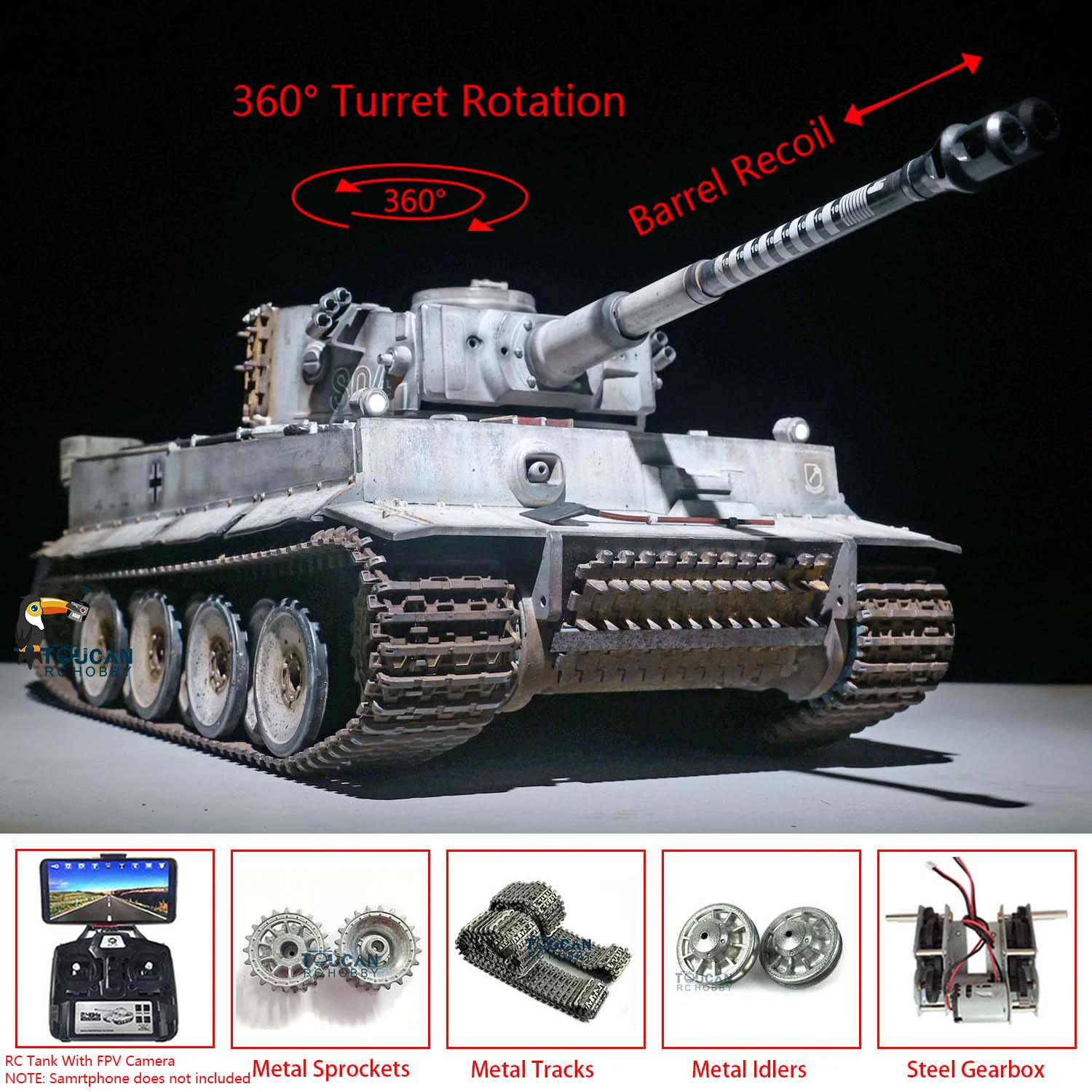 RC Tank 1/16 Heng Long HL German Tiger I Upgrade TK7.0 FPV 3818 Manual Spray Tanks 2