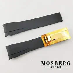 Premium Black & White 20mm Watch Strap | Stainless Steel & Rubber Band with Plastic Buckle (Black 8)