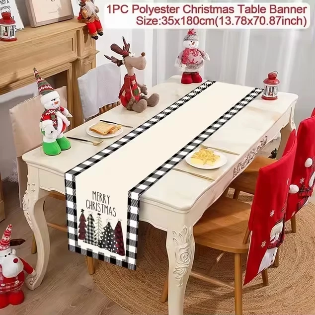 thumbnail image 1 of Camino de mesa navideño, decoraciones navideñas para el hogar 2024, decoración de mesa navideña, regalos de Navidad, feliz año nuevo 2025, 1 of 5
