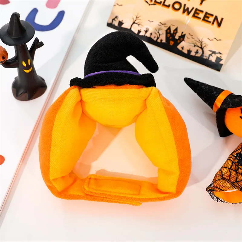 Chapeau d'halloween pour chat et chien citrouille en peluche_voghion.com