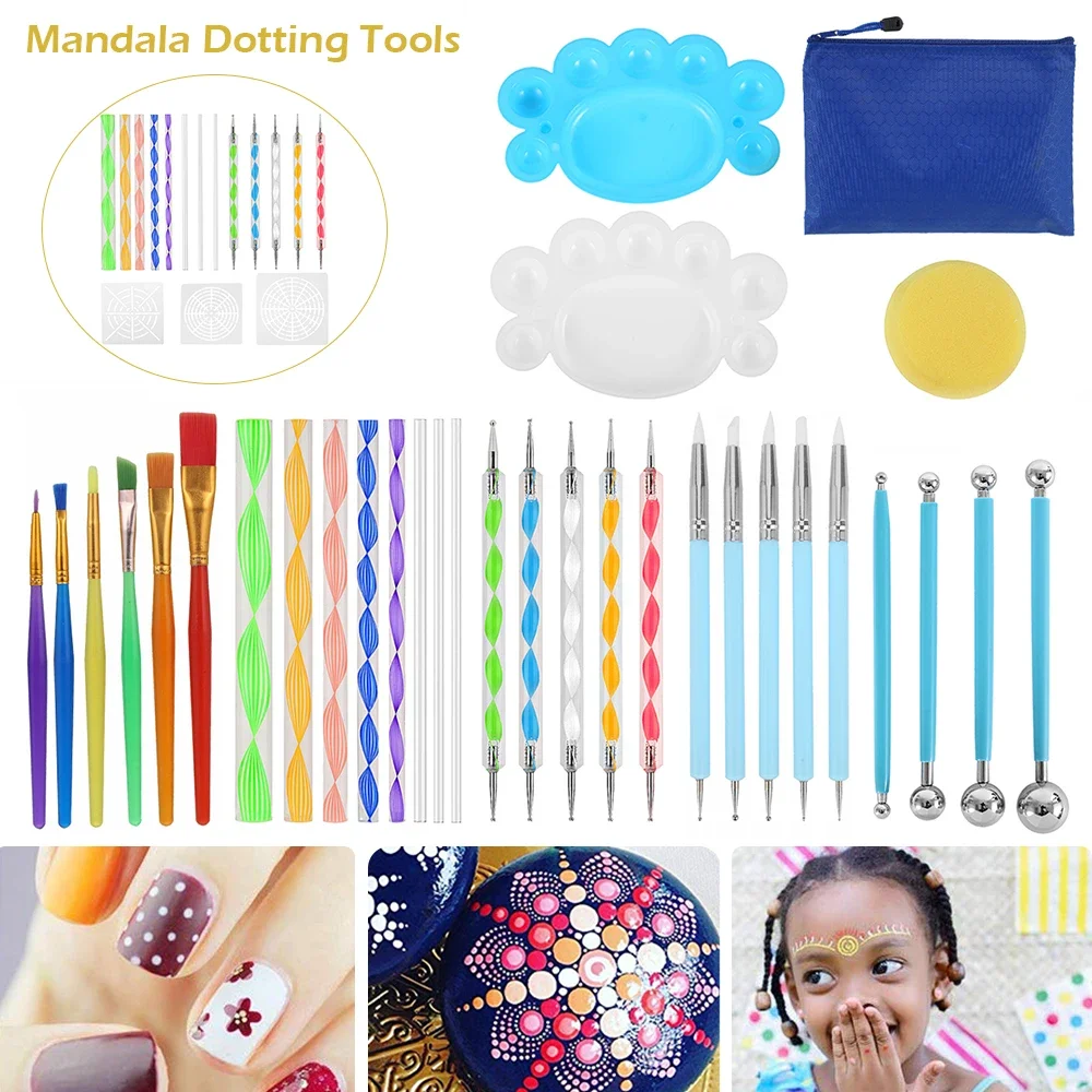 Mandala Dotting Tools Painting Stencils Handwork Drawing Stylus DIY Stone Embossing Starter Drawing Stylus Pens Art Kit Tools