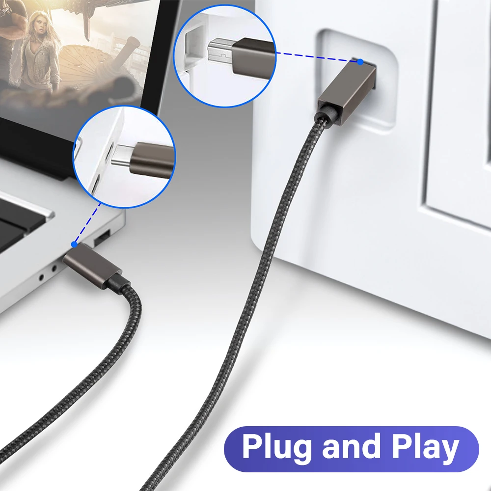 USB 타입 A/C-B 케이블 (프린터, 스캐너, 팩스기, 캐논, HP, 엡손, 전자 피아노용) 고속 사각 인터페이스 USBA USBC USBB