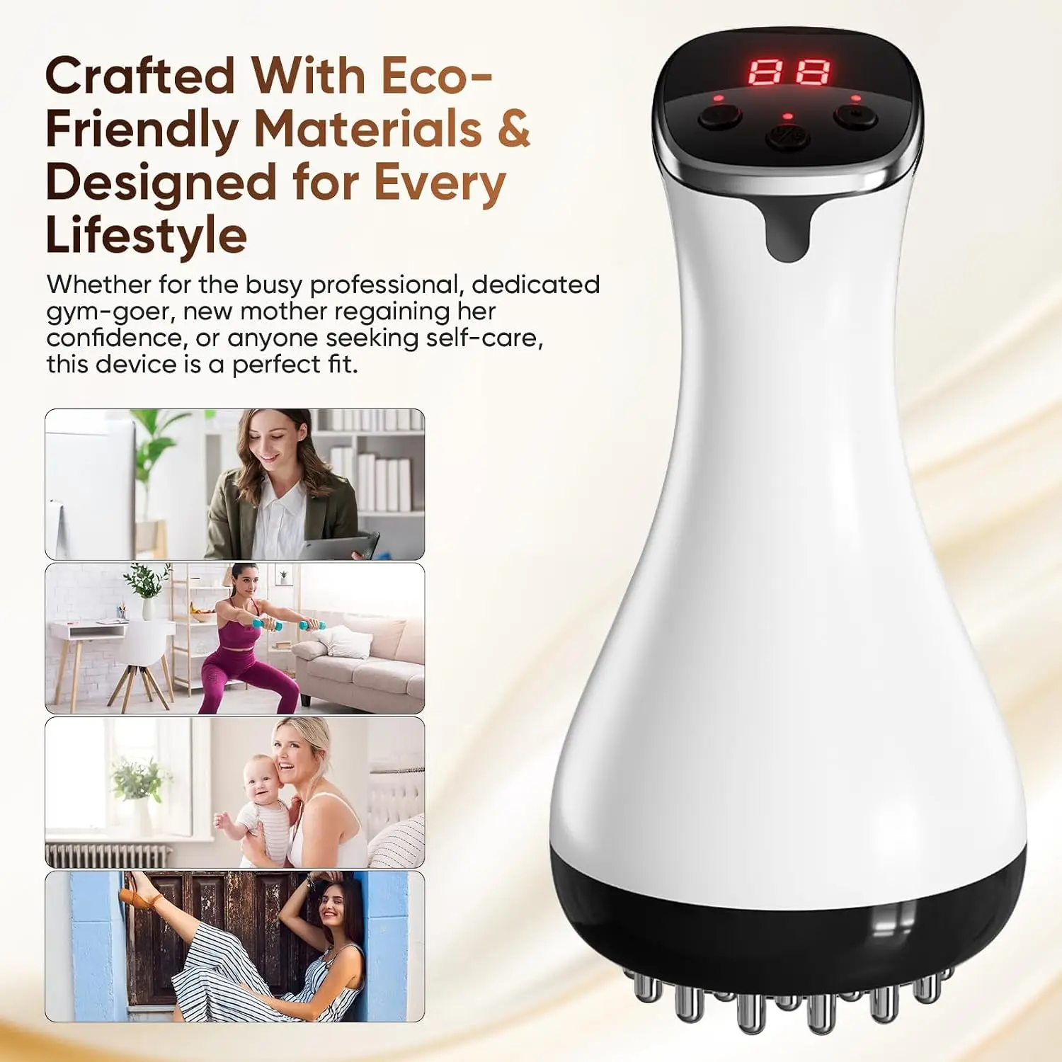 Electric Meridian Brush GuaSha Lymphatic Drainage Massager Anti Cellulite Massage Tool Body Sculpting Machine for Leg Arm Belly - immagine 6