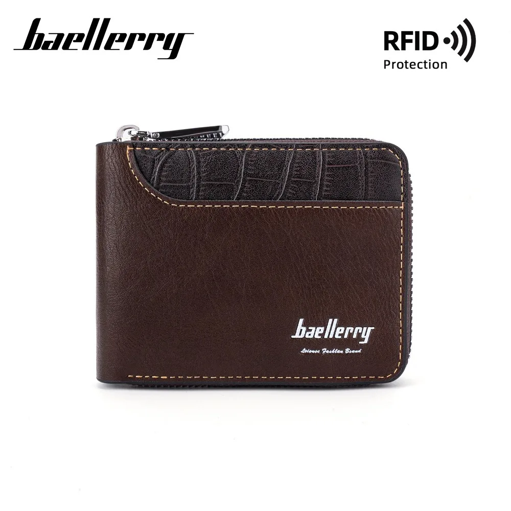 aellerry Men's Anti-Electromagnetic Wallet, Long Bifold RFID Protected 6 Slots PU Leather Slim Design