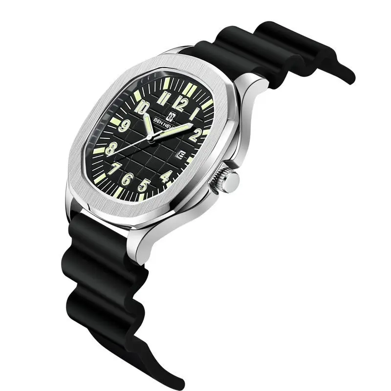 Watch For Men Quartz Business Sports Fashion Oval Dial Waterproof Luminous Calendar Silicone Strap Male Clock Relogios Masculino