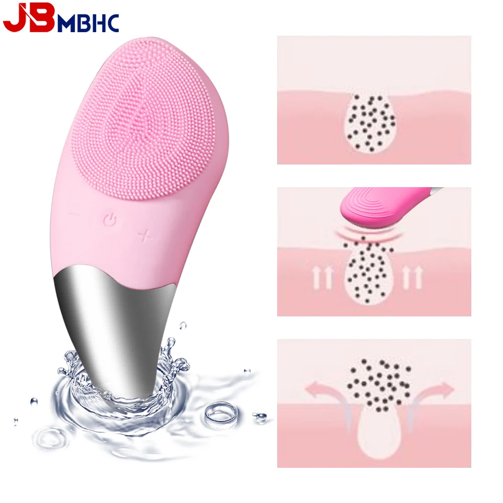 

Mini Electric Facial Cleansing Brush Silicone Sonic Face Cleaner Deep Pore Cleaning Skin Massager Face Cleansing Brush Device