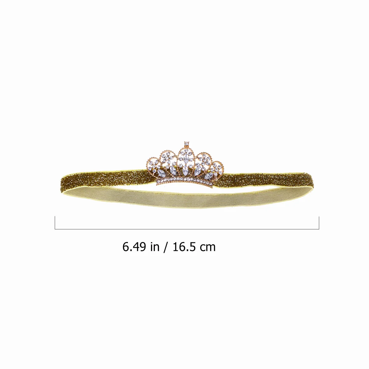 Baby Girls Rhinestone Crown Headband Lovely Elastic Hairband Headdress Hair Accessories (Golden Ribbon, Golden Crown) 6