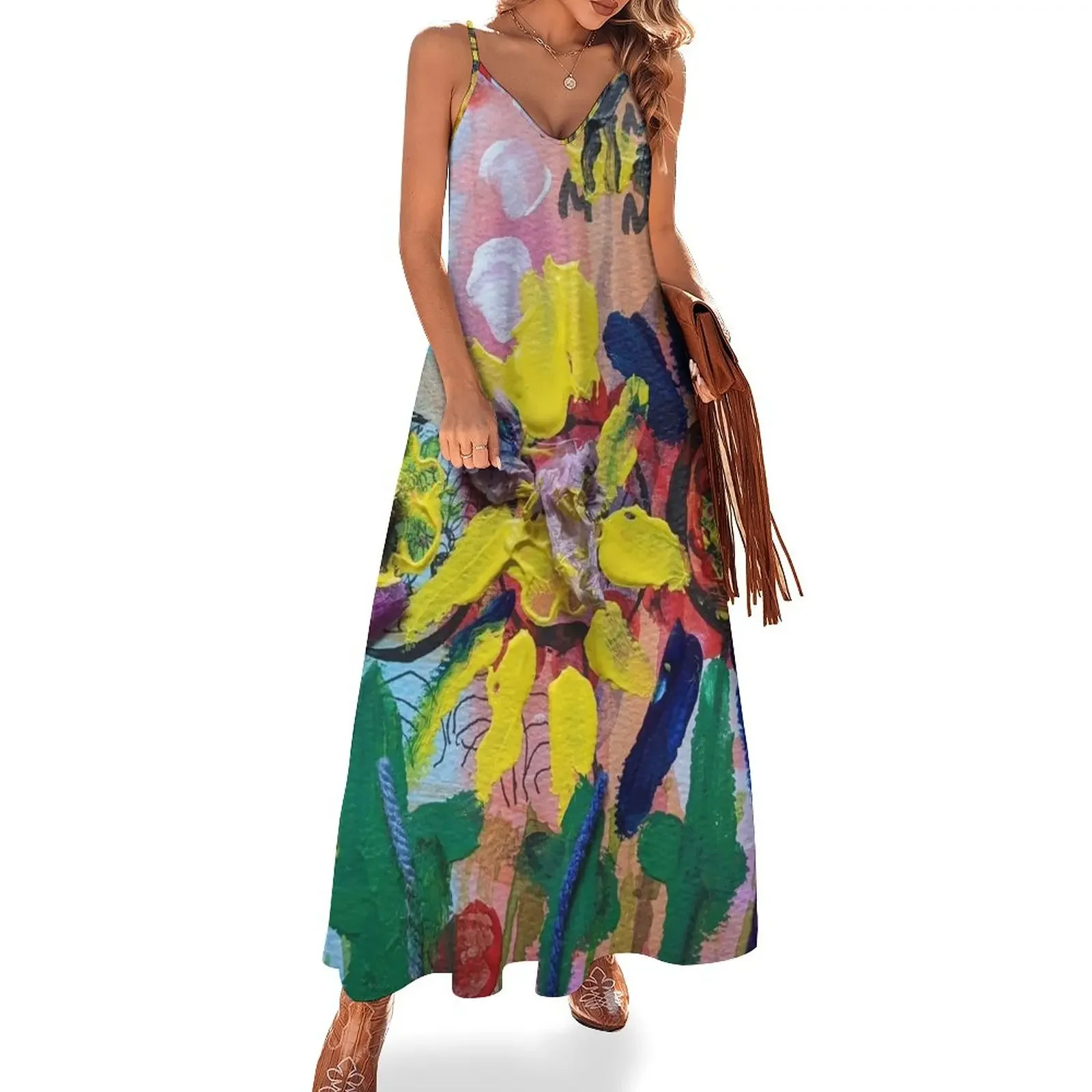 

Red Apples and Golden Honey in Watercolors Sleeveless Dress summer women's suit dress party evening elegant luxury celebrity
