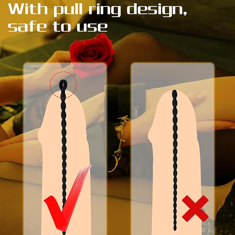 Silicone Urethral Sound Extra Long Beads Penis Sounding Urethra Masturbation Rod Fetish Sex Toy for Men Bladder Stimulation