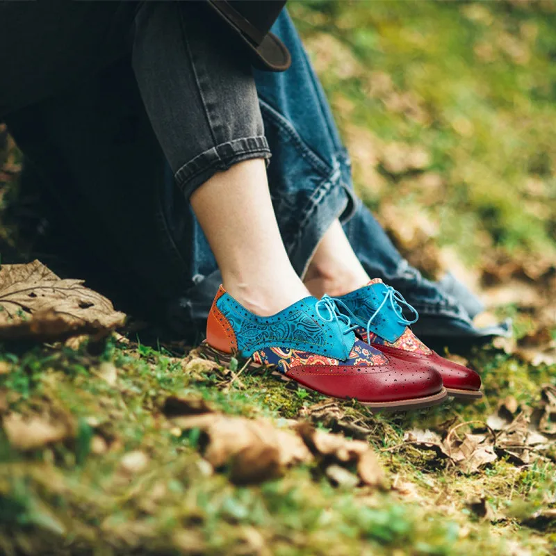 Preppy Style Autumn and Spring Retro Women's Shoe Genuine Leather Oxfords British Style Female Derby Shoes 36--42