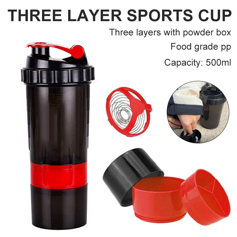 500ml Protein Shake Bottle,Smoothie Shaker & Gym Powder Bottle,Protein Mixes Shaker Cup,Stainless Steel Water Bottle and Protein Shaker,Reusable