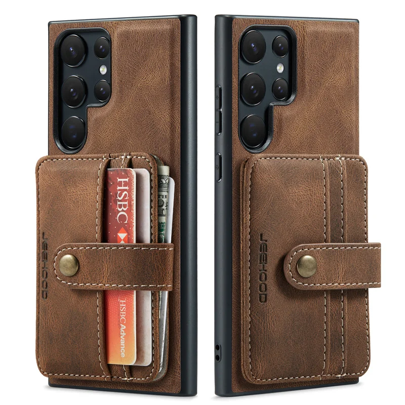 

For Samsung Galaxy S24 23 22 21 20 Ultra Plus FE Note20 10 Luxury Business 2 in 1 Leather Magnetic Wallet Hold card Mobile Case