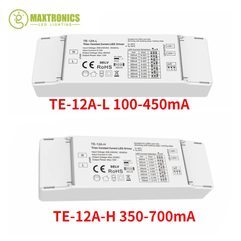 

Светодиодный трансформатор освещения TE-12A-H 12W 350-700mA Triac ELV с драйвером постоянного тока для светодиода Светодиодный драйвер питания для внутреннего освещения