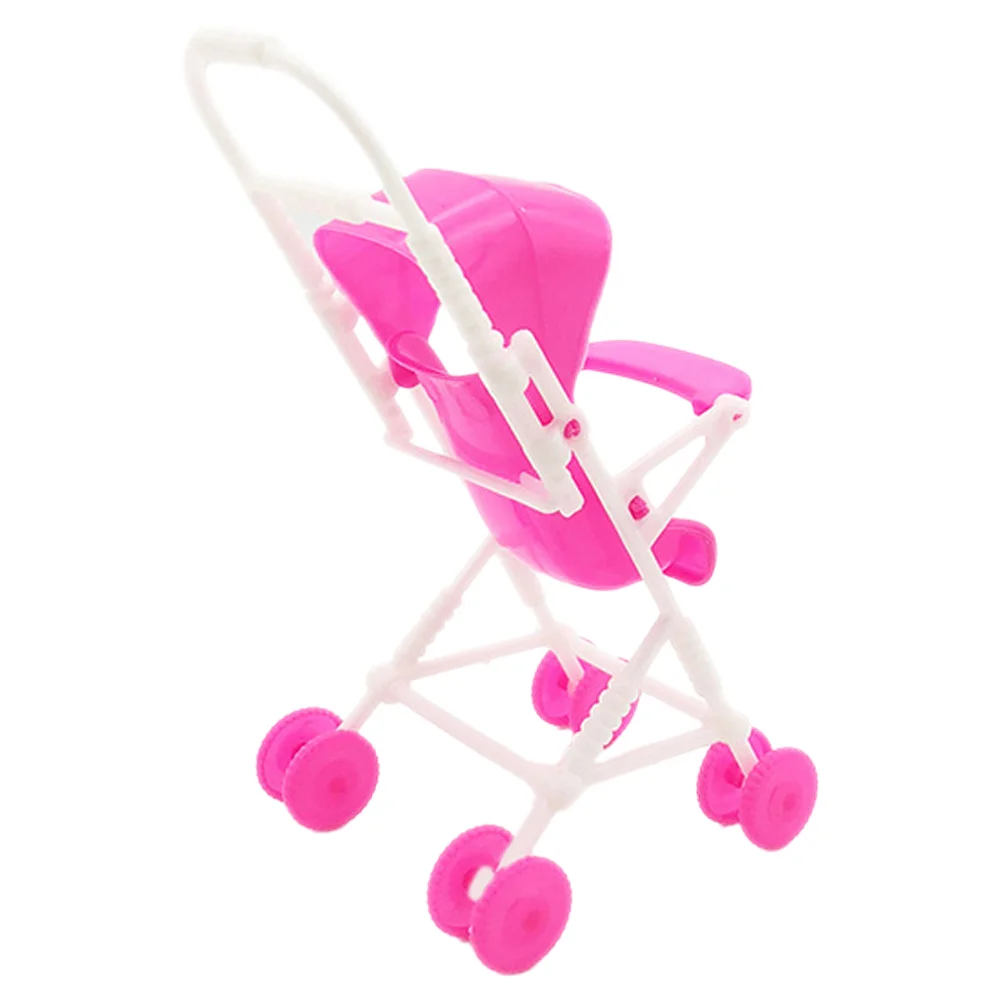 Baby Cart Easy Fold Dolls Pushchair Foldable Baby Cart Play Cart Toy Canopy Swivel Wheels Basket Carriage