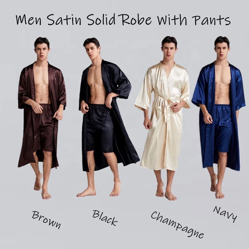 Silk Robe Men Robe Sleepwear Groomsman Robe Satin Silk Robes Nighty for