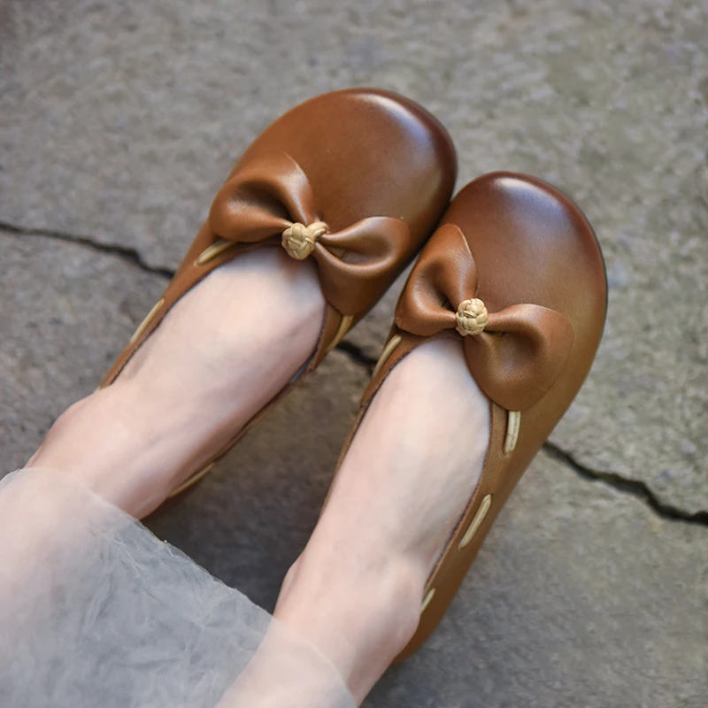 

Artmu Original Bow Shoes Loafers Women Shoes Soft Soles Genuine Leather Flats Luxury Slip On Elegant Walking Shoes For Ladies