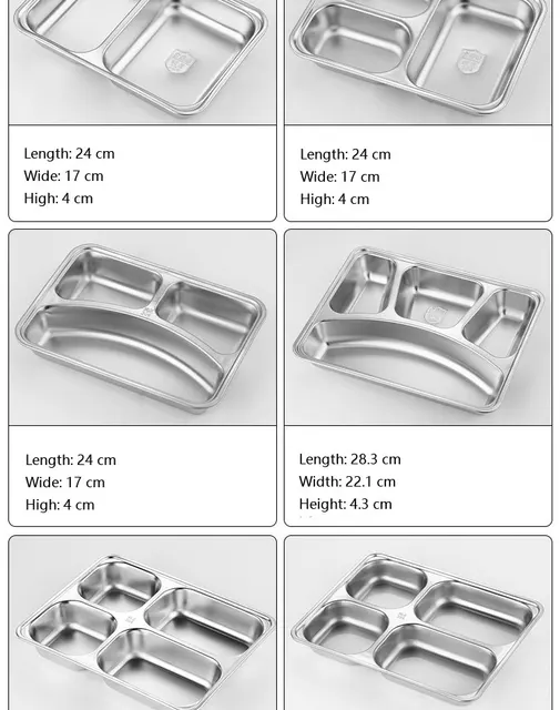 Eternal Night Stainless Steel Divided Plates 2Pcs Dinner Plates With Lids 3  Compartments Trays Camping School