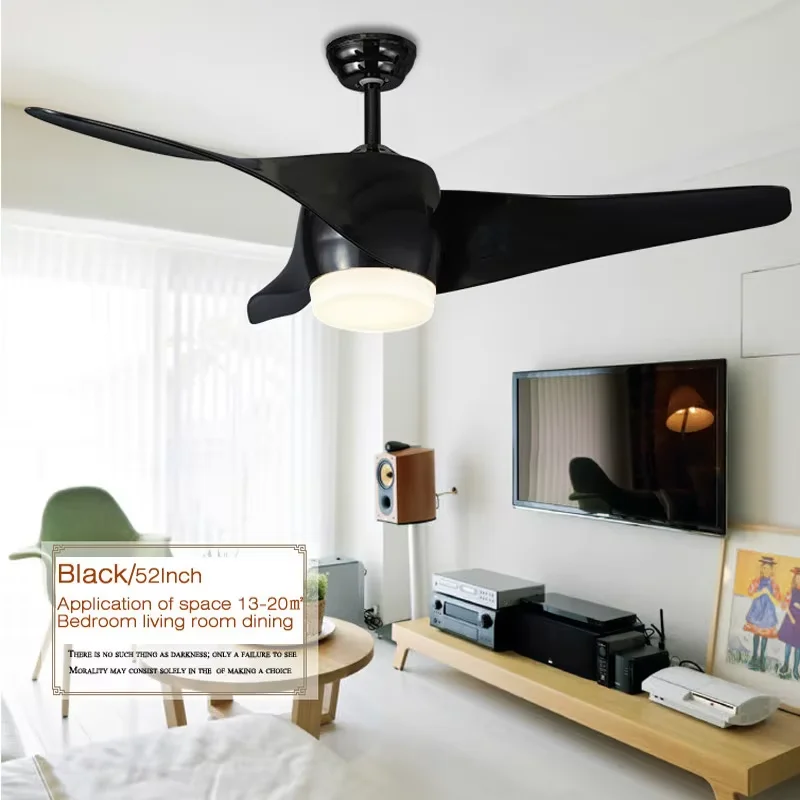 Vintage Ceiling Fan With Lights and Remote Control Retro Room Ceiling Fan Modern Black 52 inch