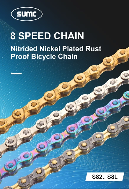 Catena Per Bici 6/7/8 Velocità - 116 Maglie In Acciaio Carbonio, Compatibile Shimano/SRAM - Foto 8