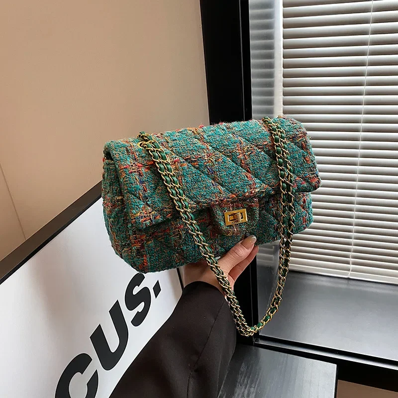 Woolen Chain Female 2024 Personality New Special-Interest Design Versatile Messenger Small Square Bag